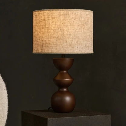 Kai Dark Brown Table Lamp with Sand Lampshade – Stylish, Handmade Lighting