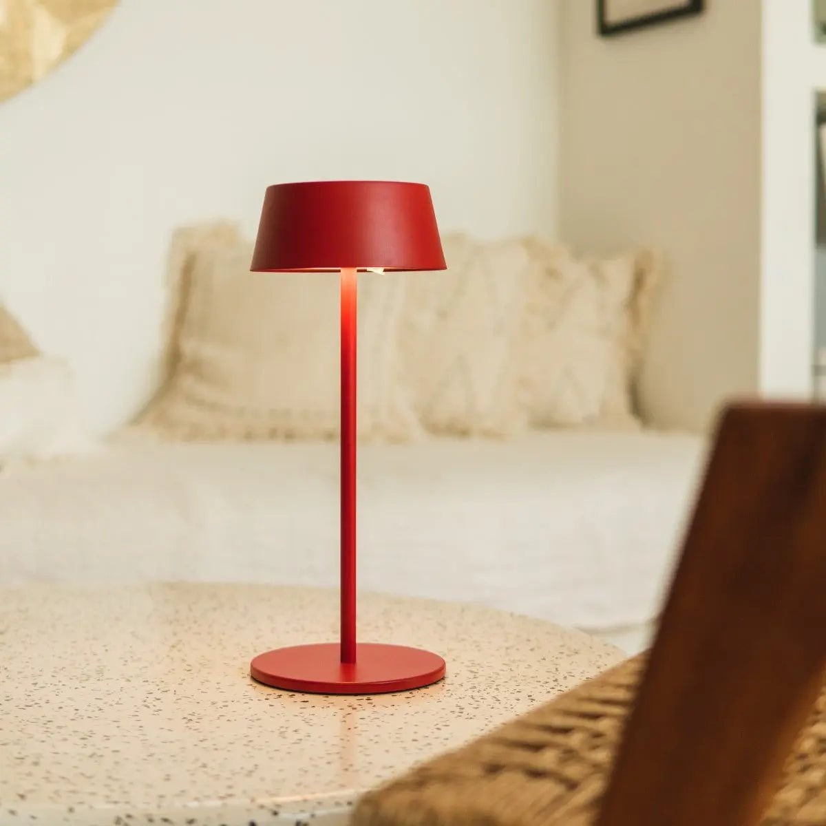 Hugo Berry Red Rechargeable Table Lamp | Dimmable, Stylish & Cordless