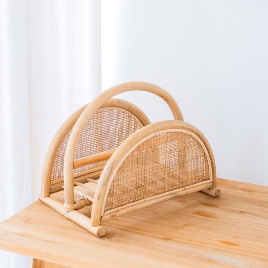 Ραφιέρα Περιοδικών από Rattan - Boho Καλάθι Εφημερίδων Χειροποίητο