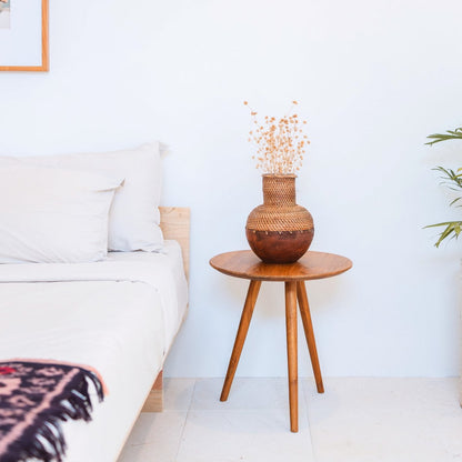 Rattan Vase – Boho Dried Flower Vase – Handwoven Wooden Vase – 22cm Brown