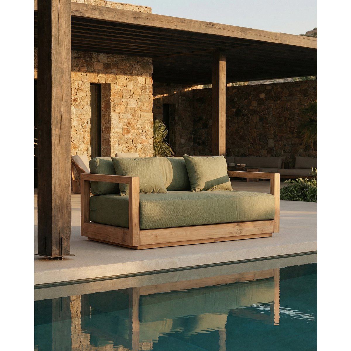 Das Umalas Zweisitzer-Sofa – Outdoor – Grüne Alge