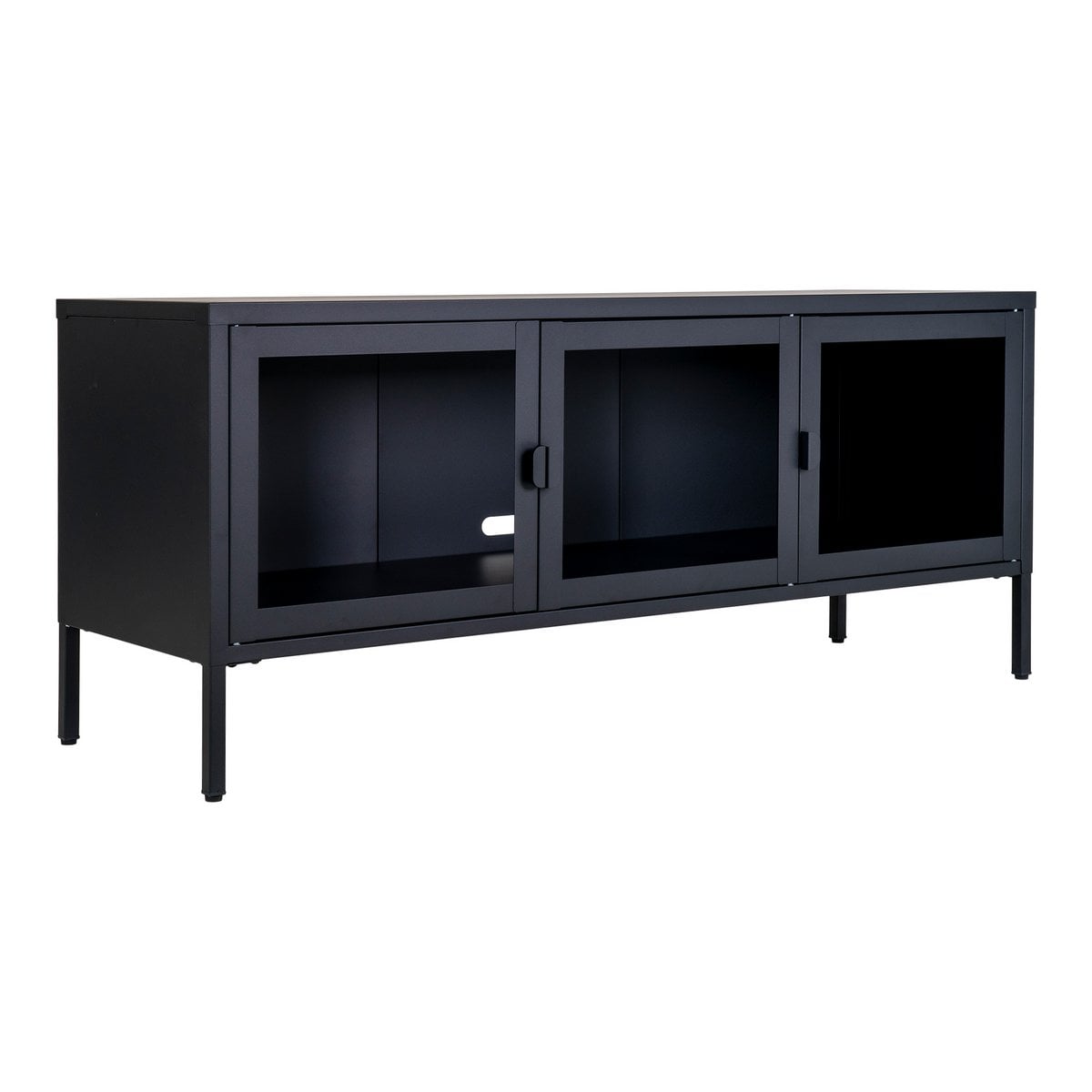 Brisbane TV-Bench - Black, Steel/Glass, 130x40x55 cm