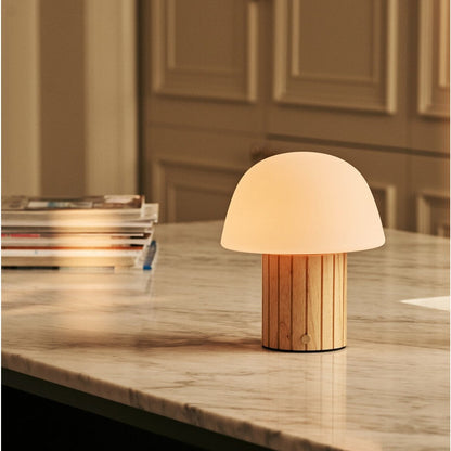 Rechargeable Table Lamp - Light Brown Dimmable Lamp with Modular Shade