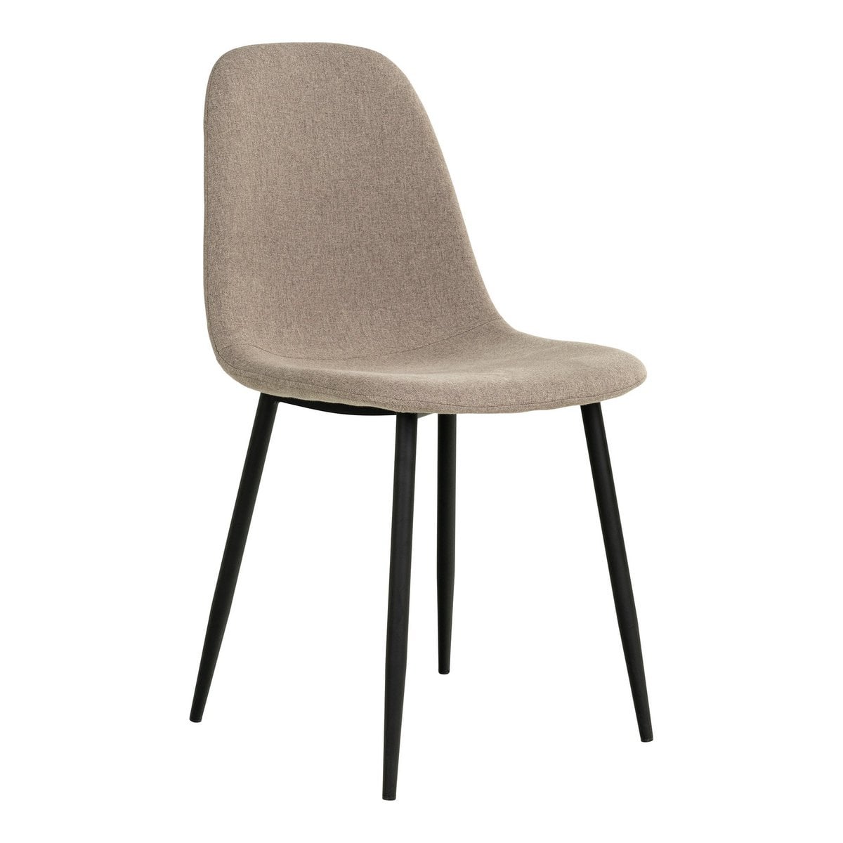 Stockholm Dining Chair - Stone, Polyester, Black Metal Legs - Set of 2