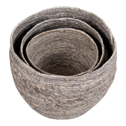 Tivoli Baskets - Grey, Maize Leaf, 33x33x30 cm - Set of 3