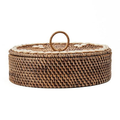 The Rattan Compartment Basket - Natural Brown