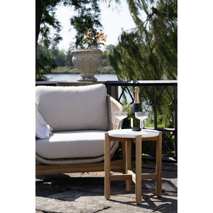 Terracina Side Table - Natural/White, Acacia/Terrazzo, ø37x46 cm