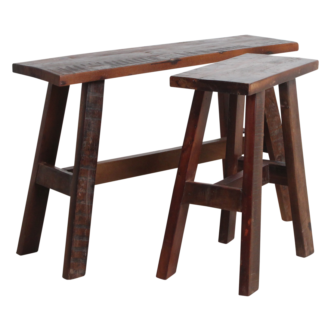 Recycled Wood Bench - Industrial 'Bus Stop' Style, Medium