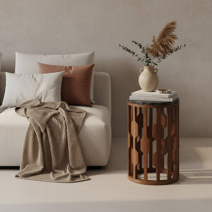 Lampung side table marble black - 40x40x50 cm