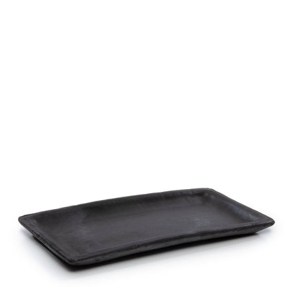 Terracotta Sushi Plate - Black Burned Finish Dinner Plate - Medium