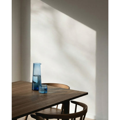 Azure Recycled Glass Tumbler - Hammered Low Drinking Glass, Blue