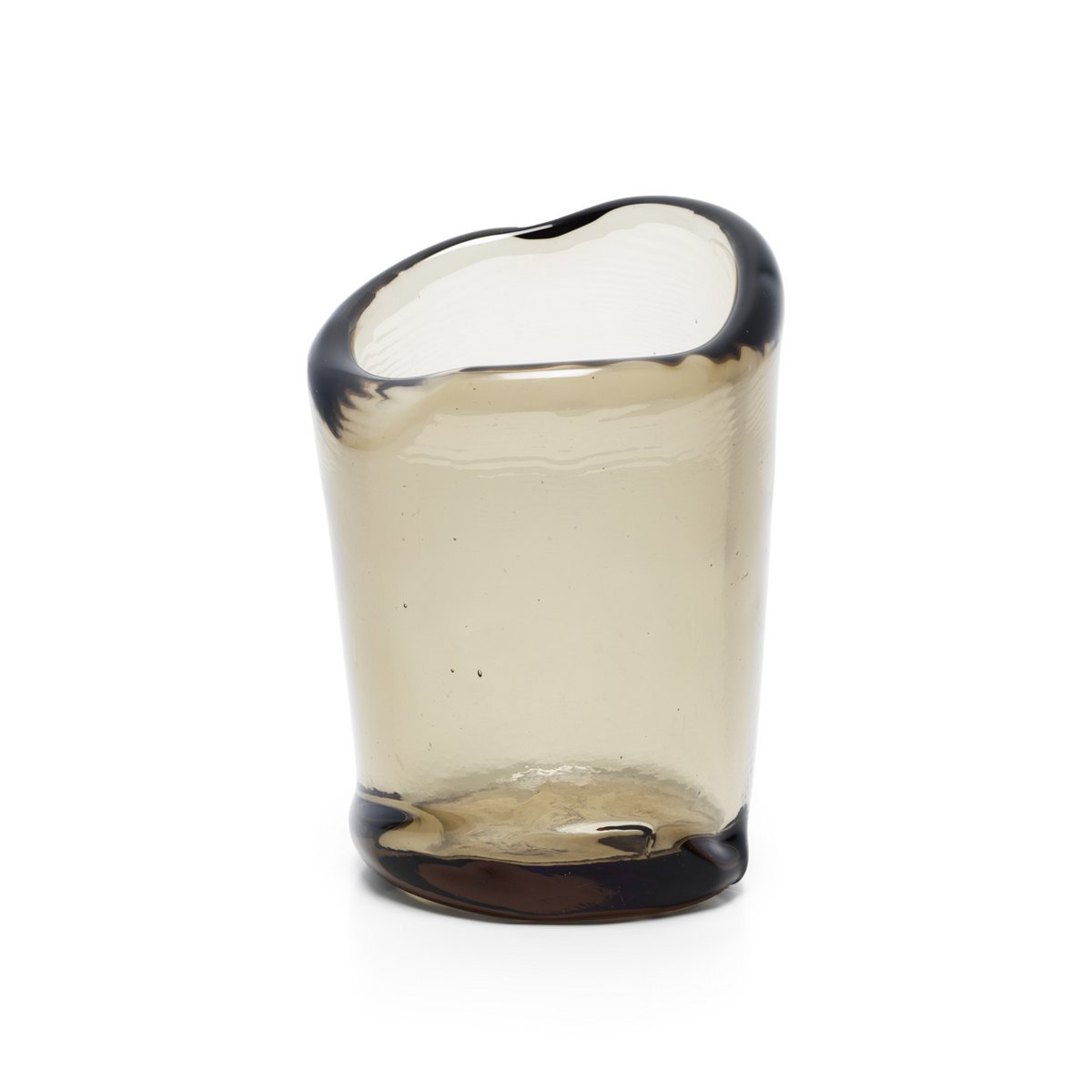Glass Tea Light Candle Holder - Charcoal Lava Glass, Large