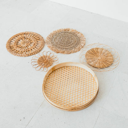 Rattan Wall Decor Set – Boho Woven Baskets, Handmade Wall Hanging