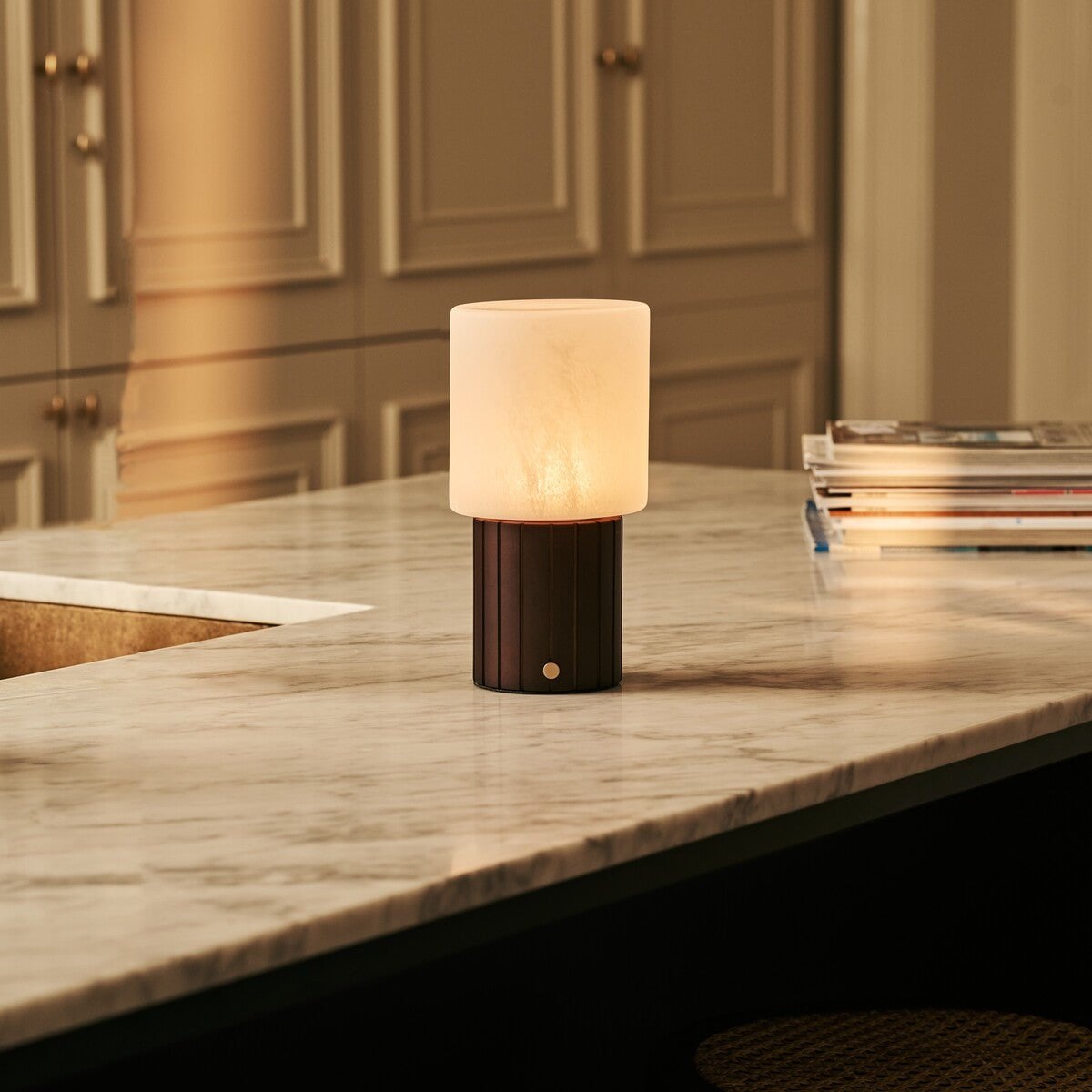 Dark Brown Rechargeable Table Lamp Cordless Dimmable 3-Light