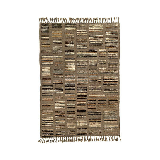 Wool Afghan Area Rug – Handwoven Design, 299 x 203 cm, Earth Tones