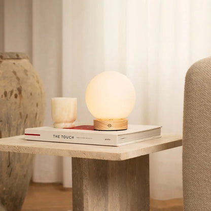 Flore Light Brown Wooden Lamp | Rechargeable, Dimmable & Cordless Lighting