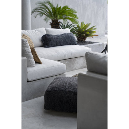Cotton Pouffe Ottoman - Black Navy Accent Seating