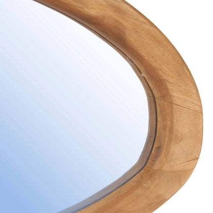 Teak Wood Wall Mirror - Organic Style, Natural Finish - Medium