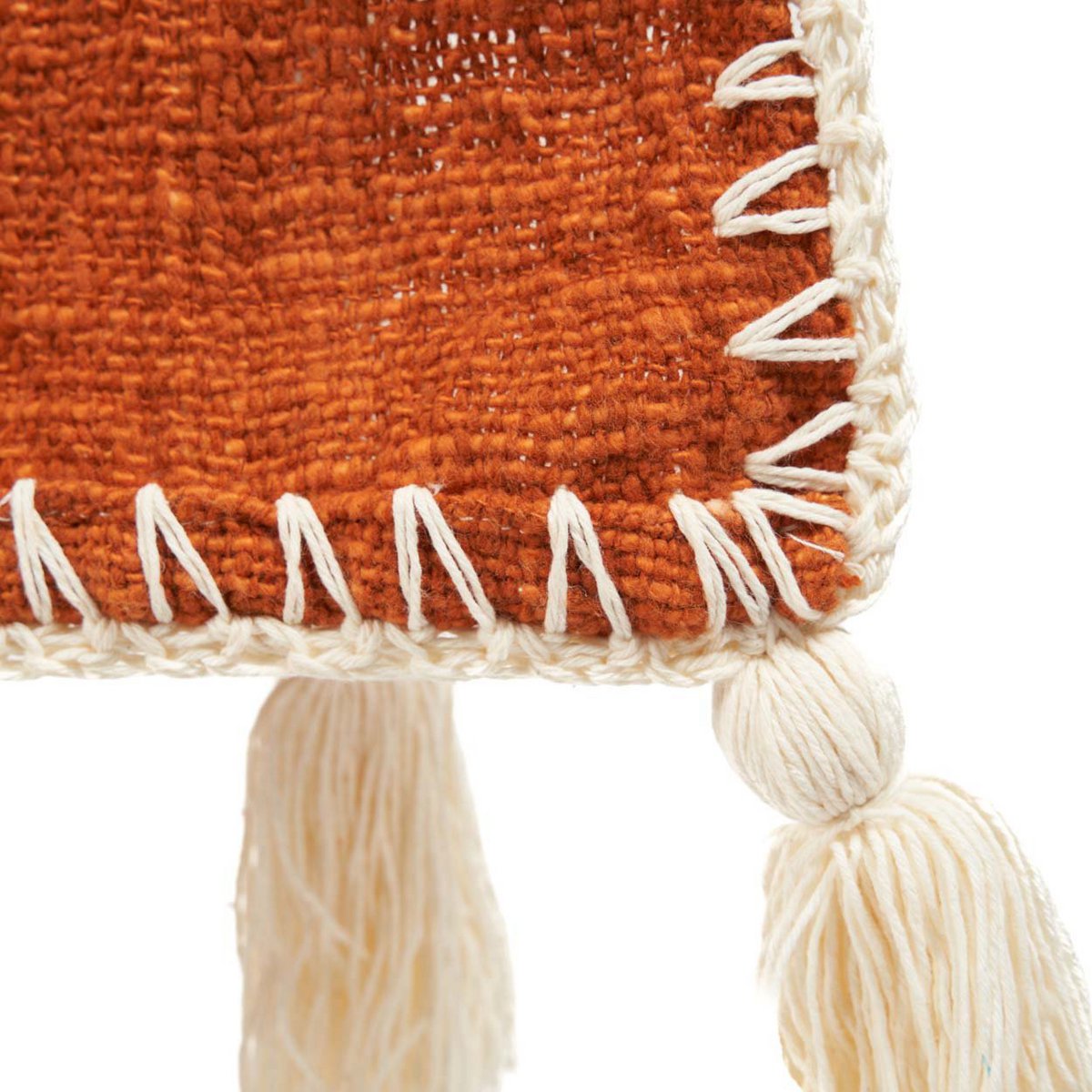 Terracotta Stitch Bed Throw - Textured Woven Cotton, 130x170cm