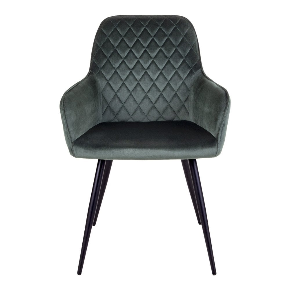 Silla de comedor Harbo - Terciopelo, acero, verde - Juego de 2