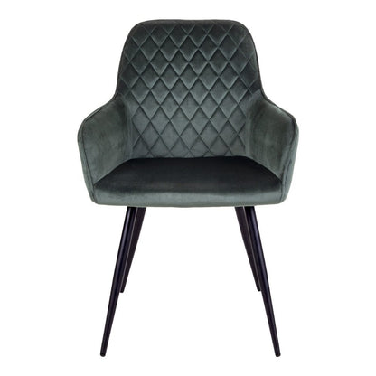 Silla de comedor Harbo - Terciopelo, acero, verde - Juego de 2
