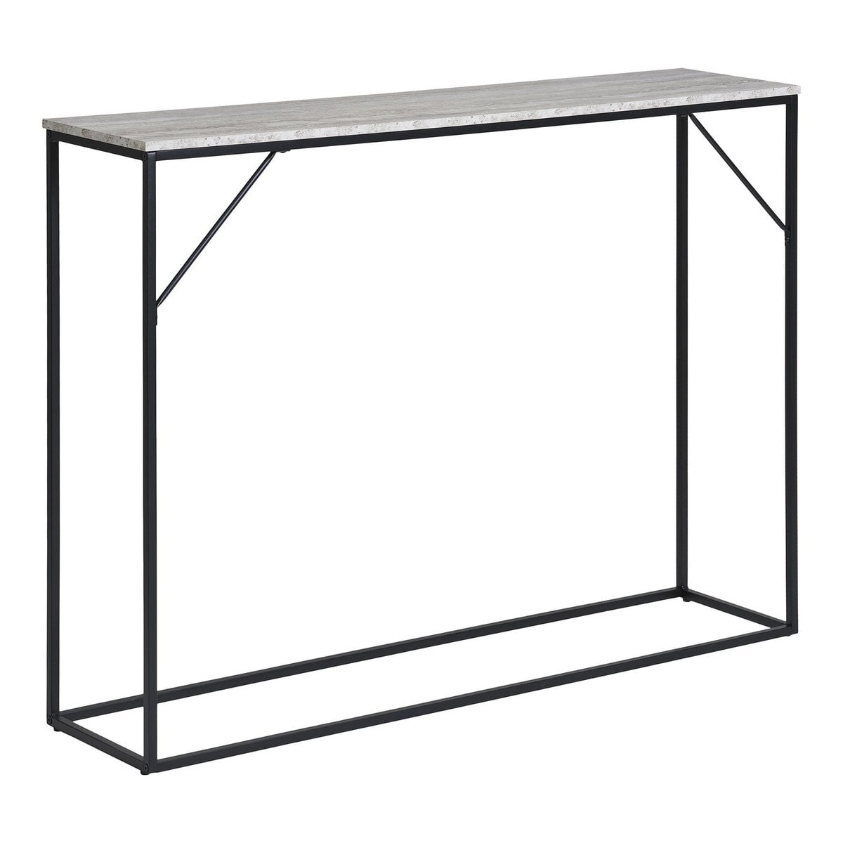 Travertine Console Table - Black Modern Hallway Entry Table, 110cm