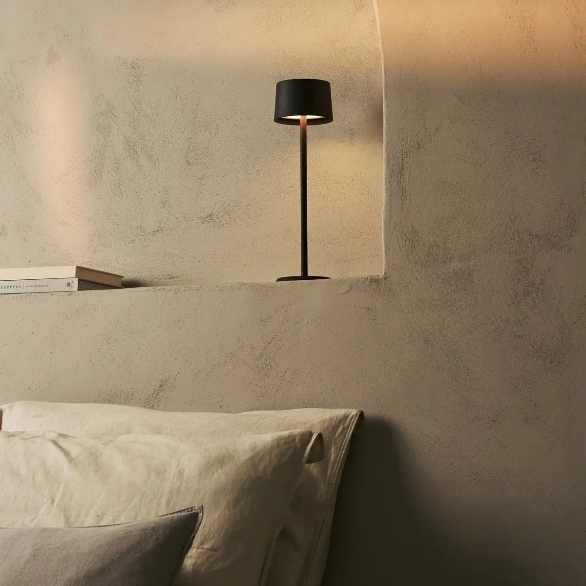 David Mocha Brown Rechargeable Table Lamp 2 in 1 with Adjustable Height | Dimmable & Cordless