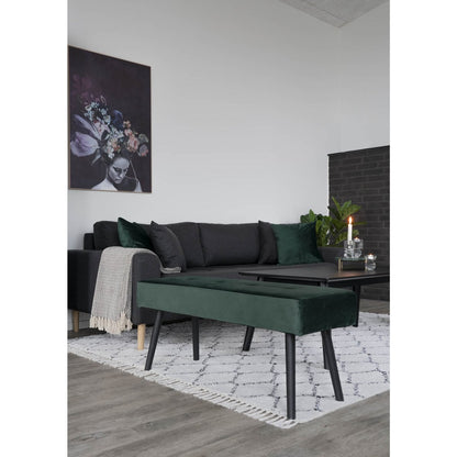 Skiby Bench - Velvet, Steel, Green - 100x35x44 cm