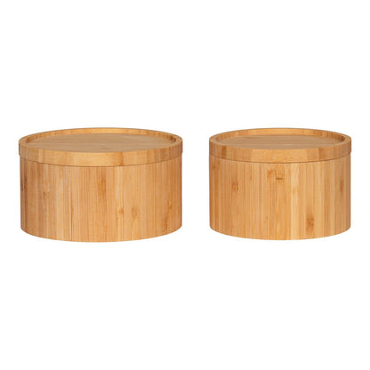 Bamboo Storage Boxes Set - Natural Small & Large Organizer Bins