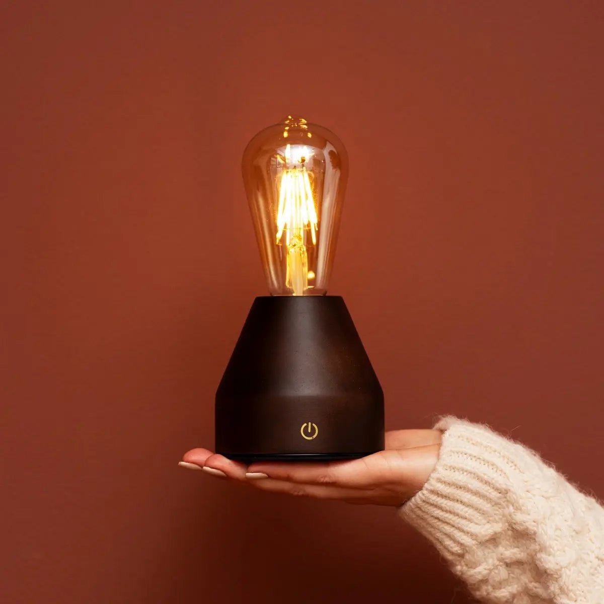 Zavi Dark Brown Rechargeable Table Lamp | LED, Cordless & 80-Hour Battery Life