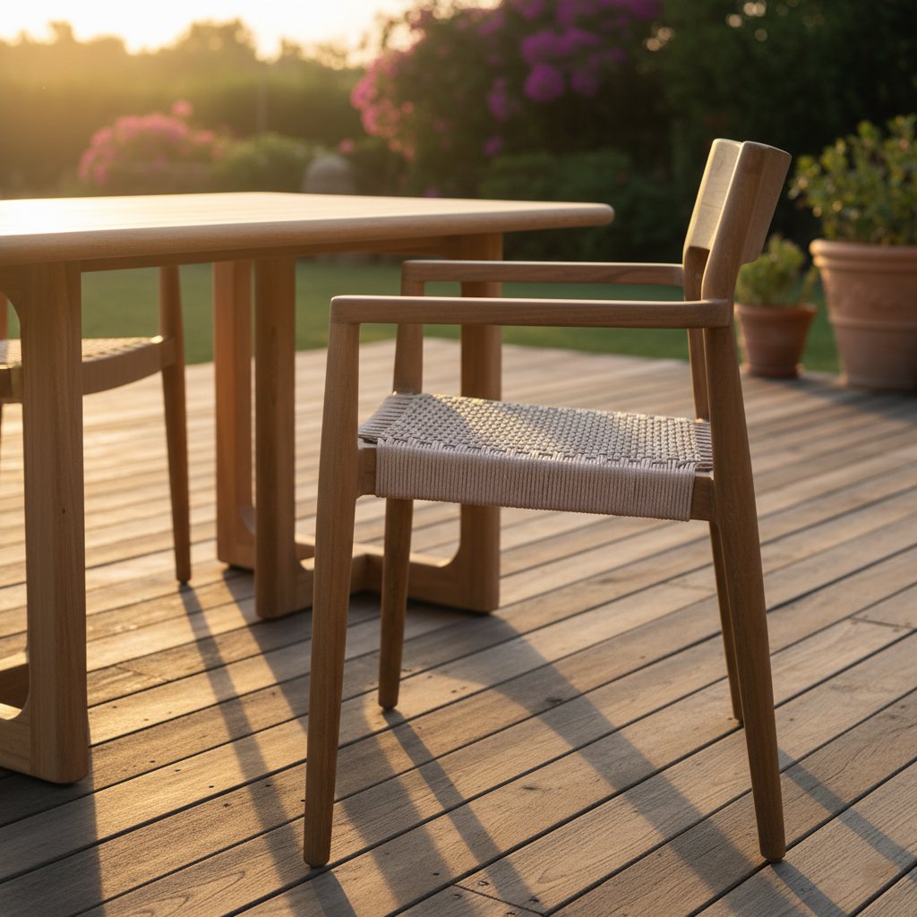 Chaise de jardin Freya avec repose-bras naturel - Teakhout foncé