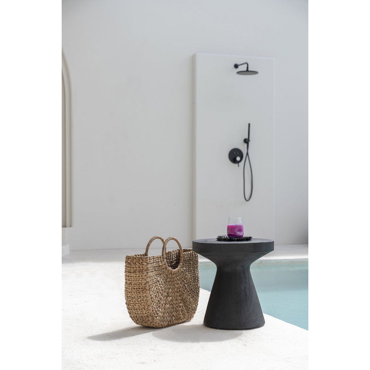 Suar Wood Side Table - Black Gravity Accent Table for Living Room