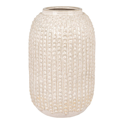Stoneware Vase - Beige Nordic Style, Textured Ceramic, 25.5 cm