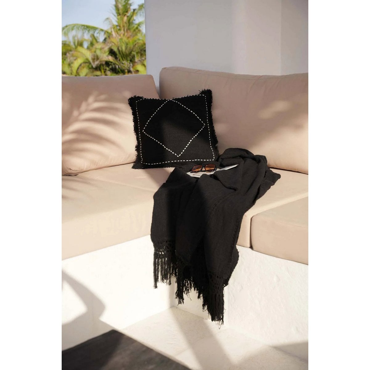 Cotton Cushion Cover – Black and White Kasbah Design, 50x50 cm