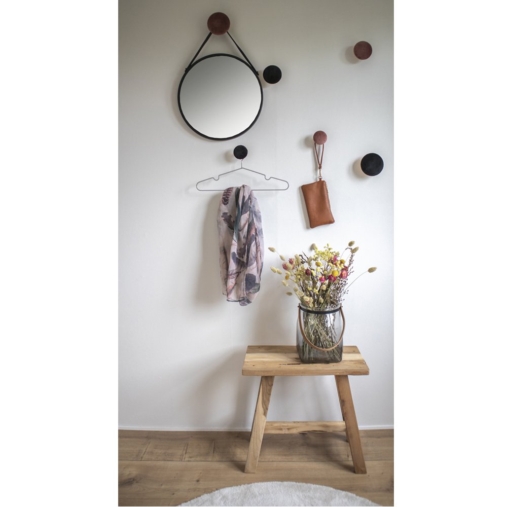 Black Steel Wall Mirror - Modern Round Mirror, 38cm