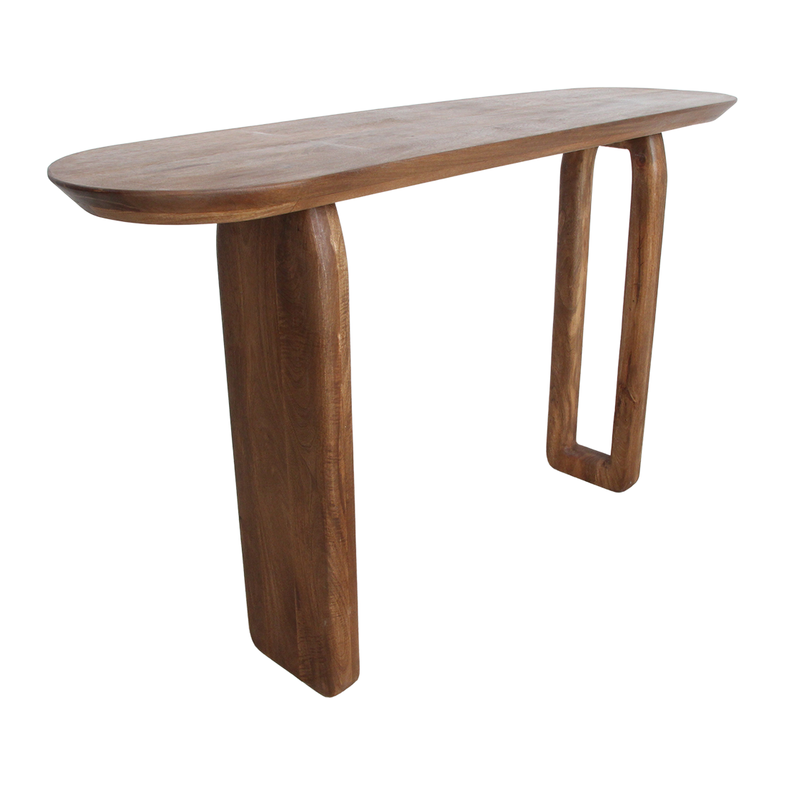 Mango Wood Console Table - Brown Bullnose Entryway Table