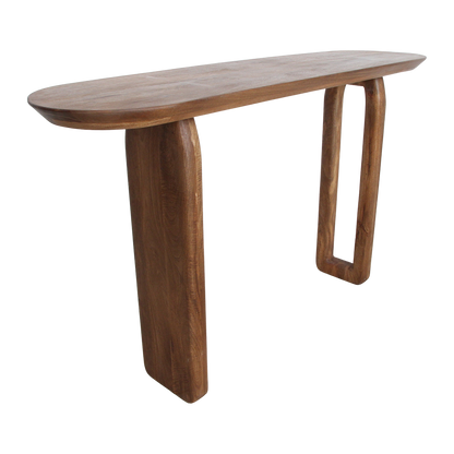 Mango Wood Console Table - Brown Bullnose Entryway Table