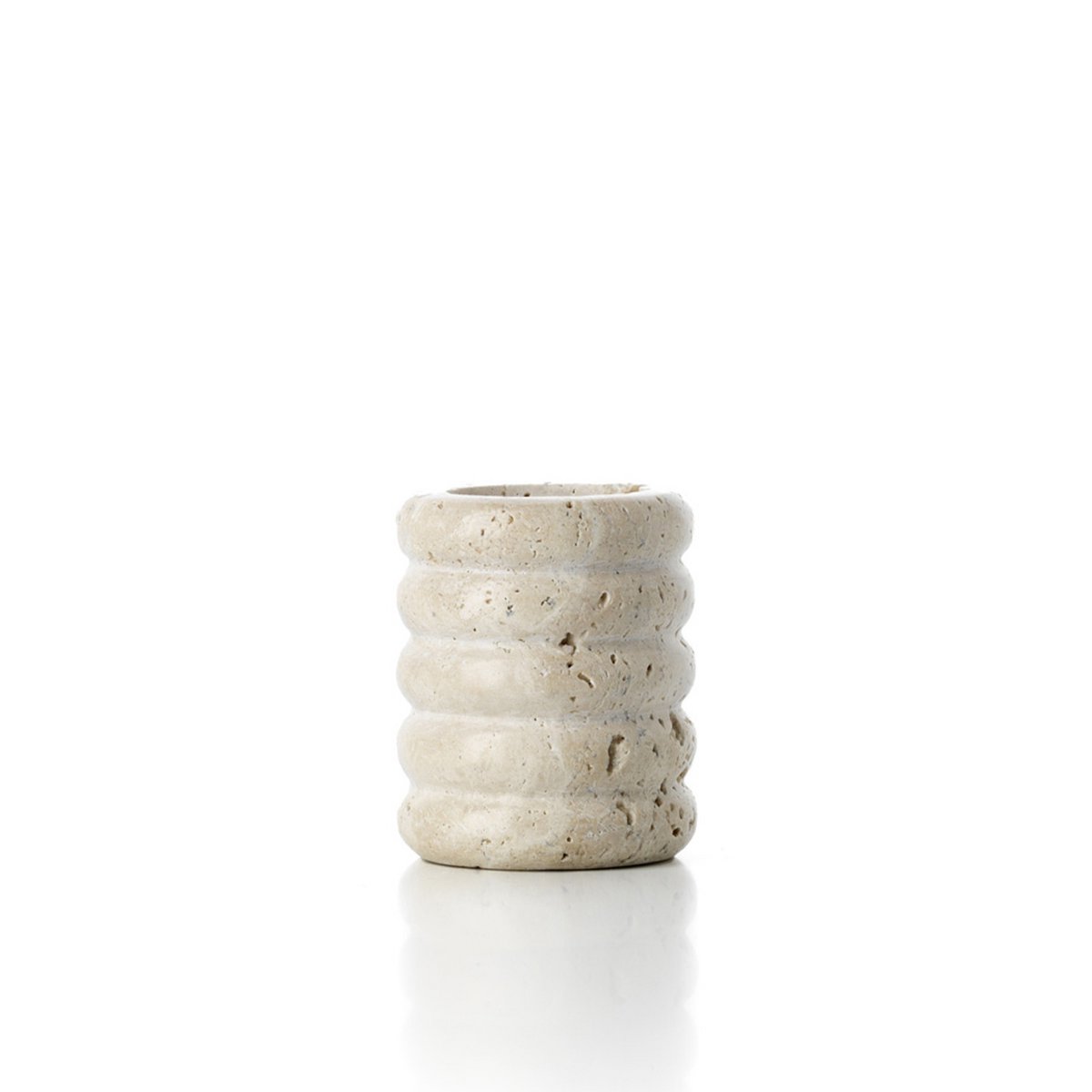 El portavela de travertino Ripple - Beige - Pequeño