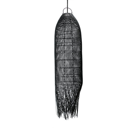 Rattan Pendant Light - Black Squid Design, Large