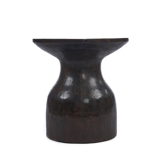 Dark Walnut Hourglass Side Table - Solid Wood Accent Table