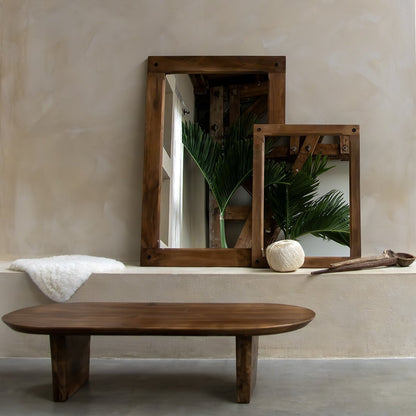 Mango Wood Coffee Table - Round Brown Bullnose Table