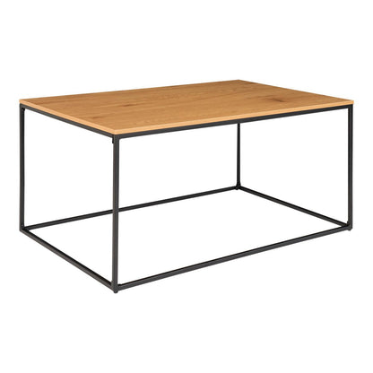 Oak Look Coffee Table - Black Metal Frame, 60x90cm