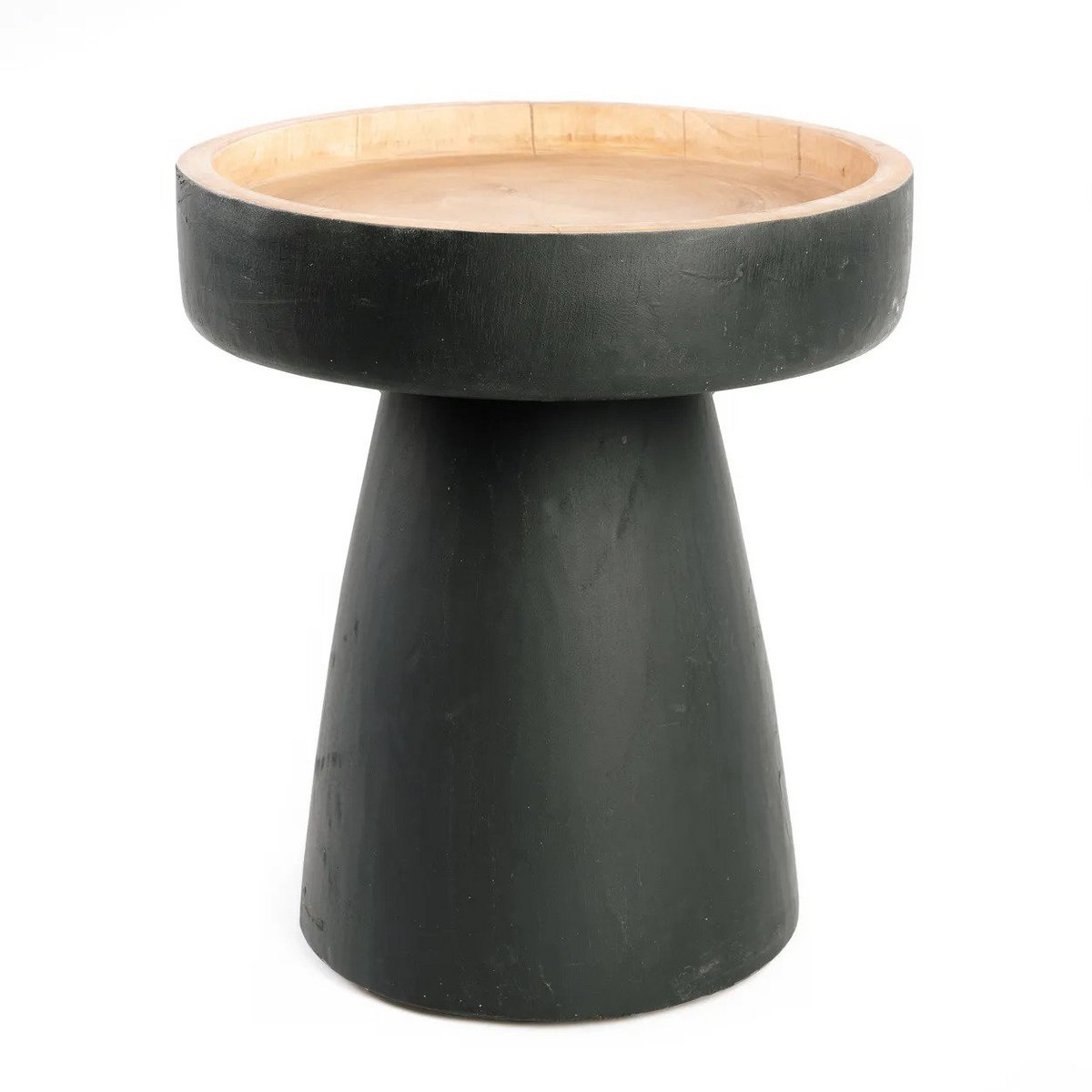 Suar Wood Side Table - Black Natural Rayu Design