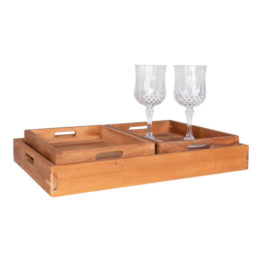 Faro Tray - Teak, Nature, Set of 3