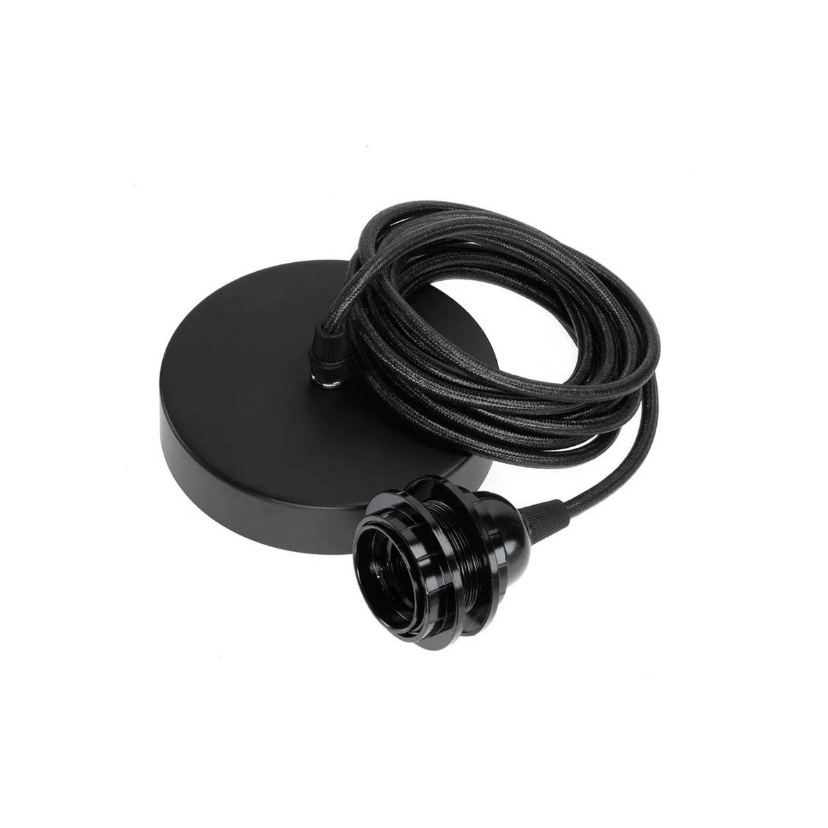 Black Cotton Ceiling Lamp Fitting - E27 Socket & 2.5m Cord