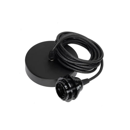Black Cotton Ceiling Lamp Fitting - E27 Socket & 2.5m Cord