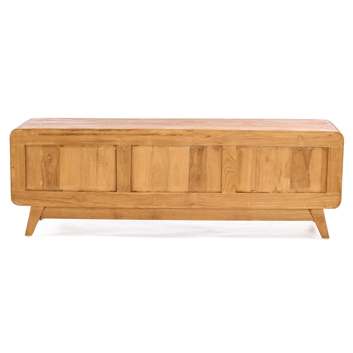 Teak and Rattan TV Stand - Mid-Century Modern Dune Cabinet, Natural
