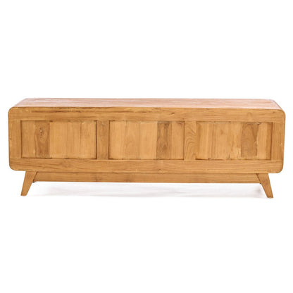 Teak and Rattan TV Stand - Mid-Century Modern Dune Cabinet, Natural