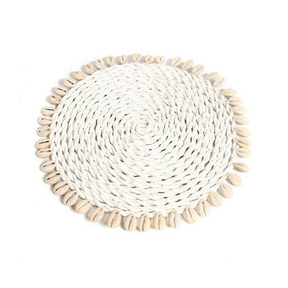 Seagrass Pan Coaster - Natural Shell Design - Heat Resistant Table Protector