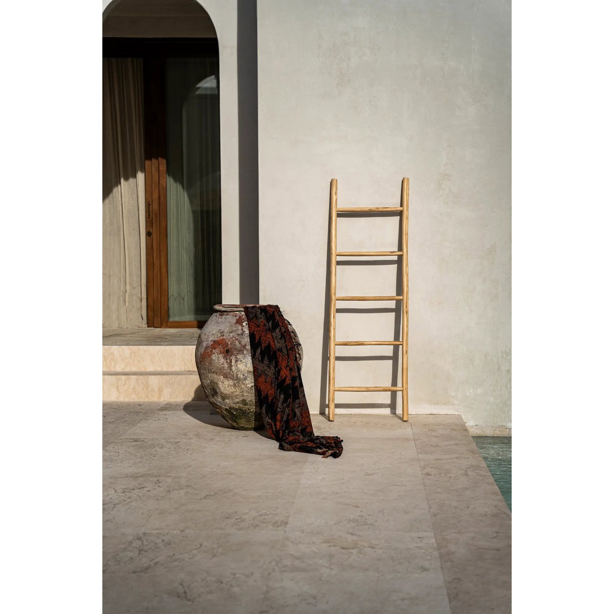 Teak Towel Ladder - Natural Finish - Decorative Display Rack - 165cm
